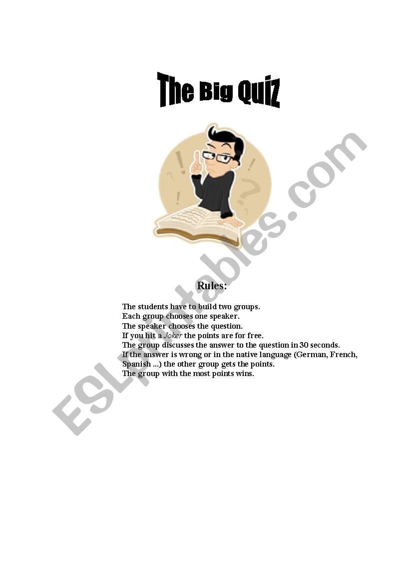 The Big Quiz worksheet