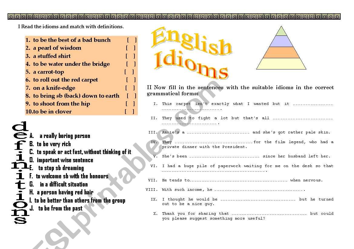 ENGLISH IDIOMS  worksheet