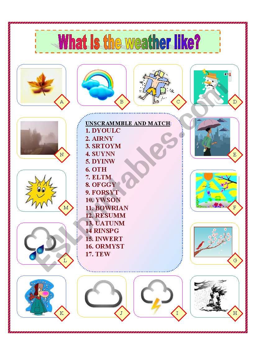 Weather and seasons worksheet