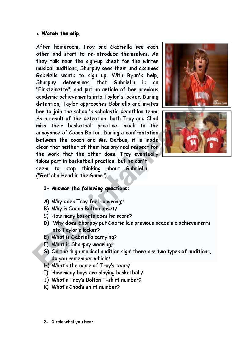 HIGH SCHOOL MUSICAL 1 WORKSHOP (part 2 out of 8) GetÂ´cha head in the game