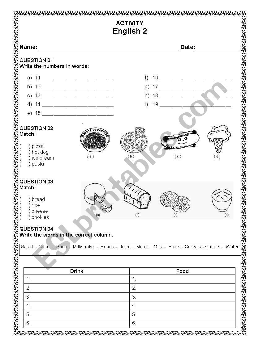 Test worksheet