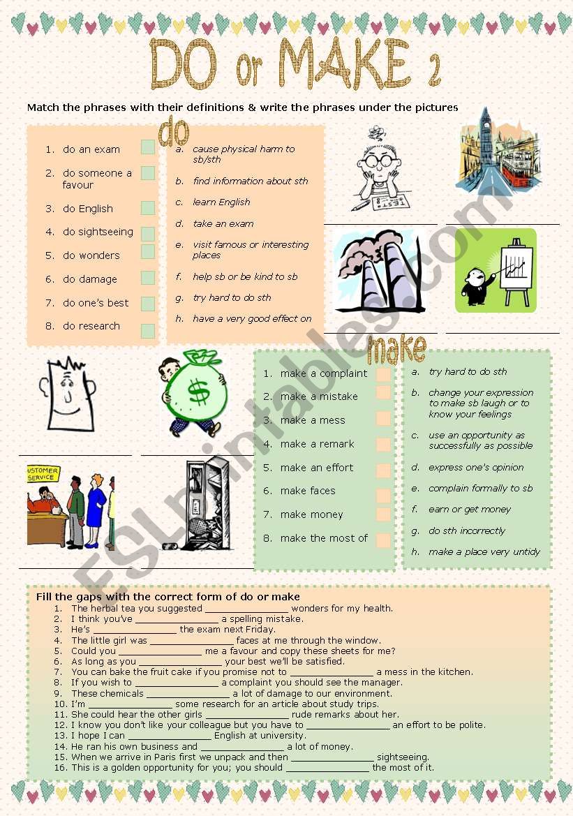 Do or make 2 worksheet