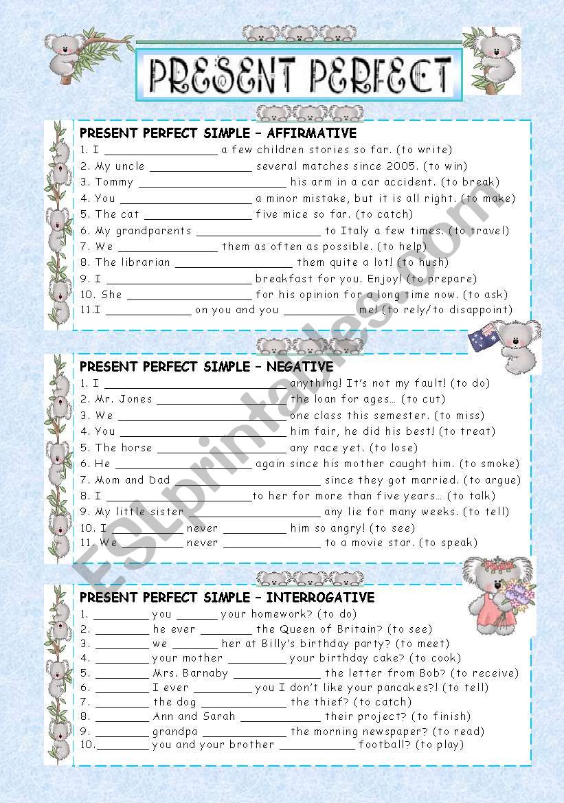 Present Perfect Simple worksheet