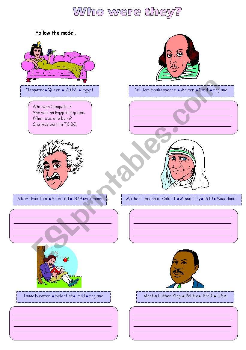 Famous people - Simple Past worksheet
