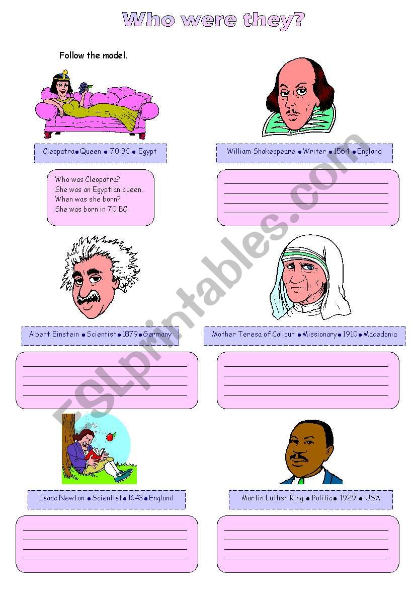 Famous people - Simple Past worksheet