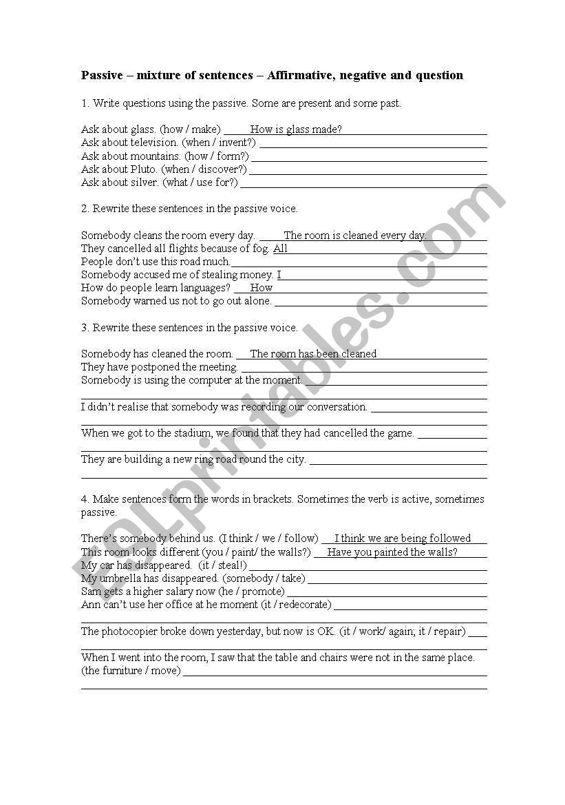 Passive - active voice worksheet