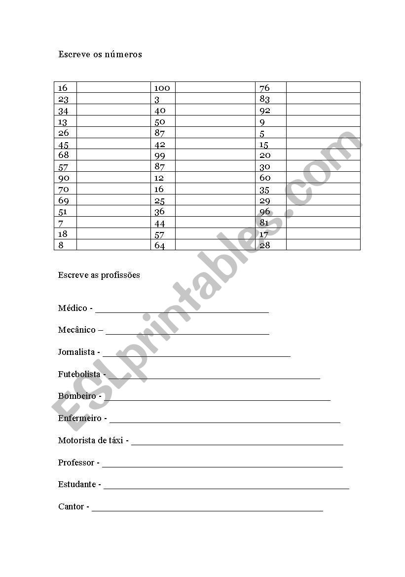 write the numbers worksheet