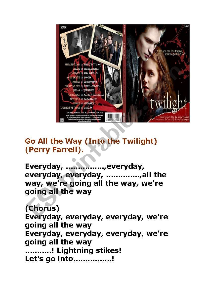 twilight song worksheet