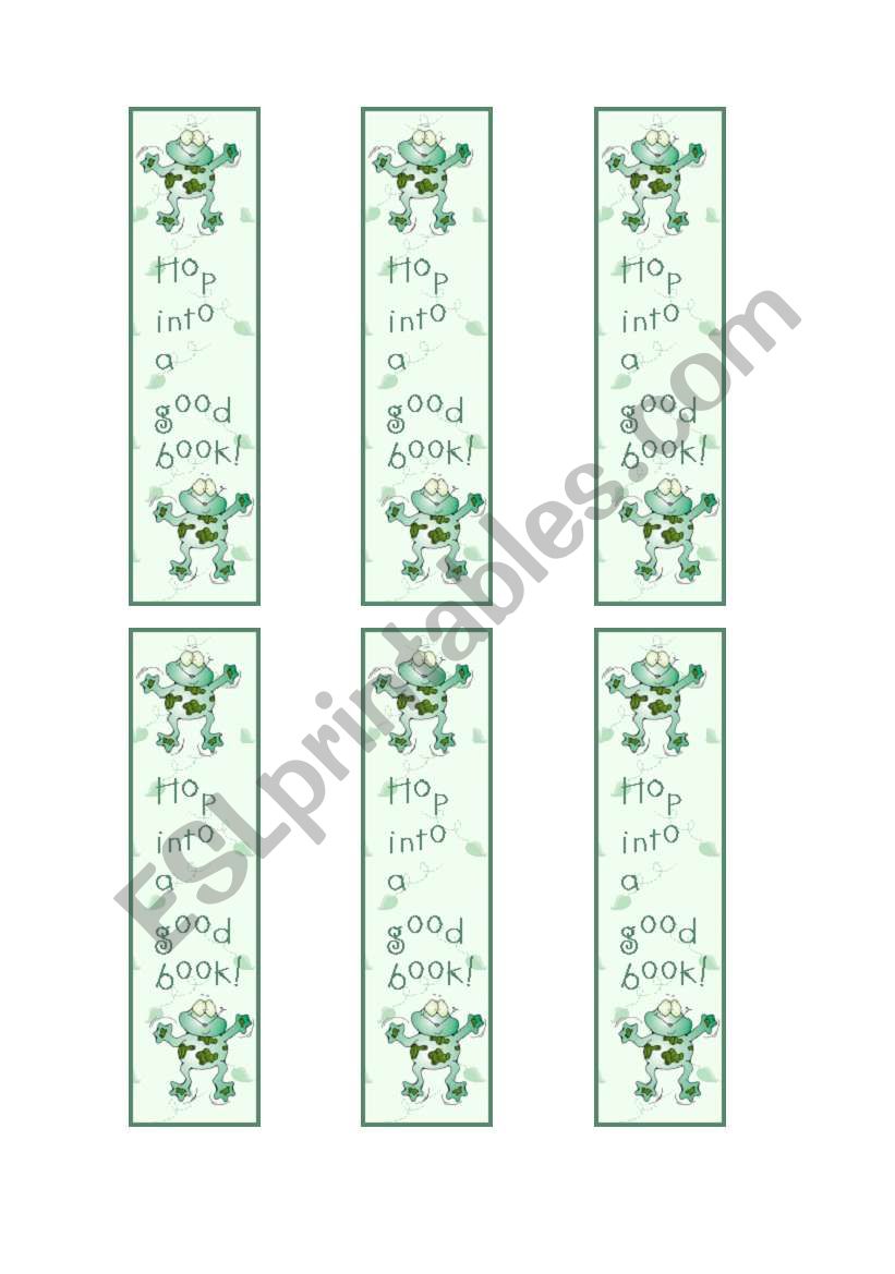 FROG BOOKMARK worksheet
