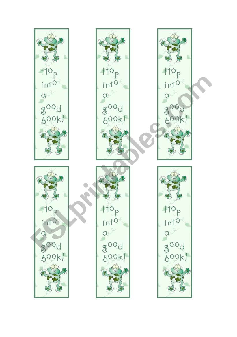 FROG BOOKMARK worksheet