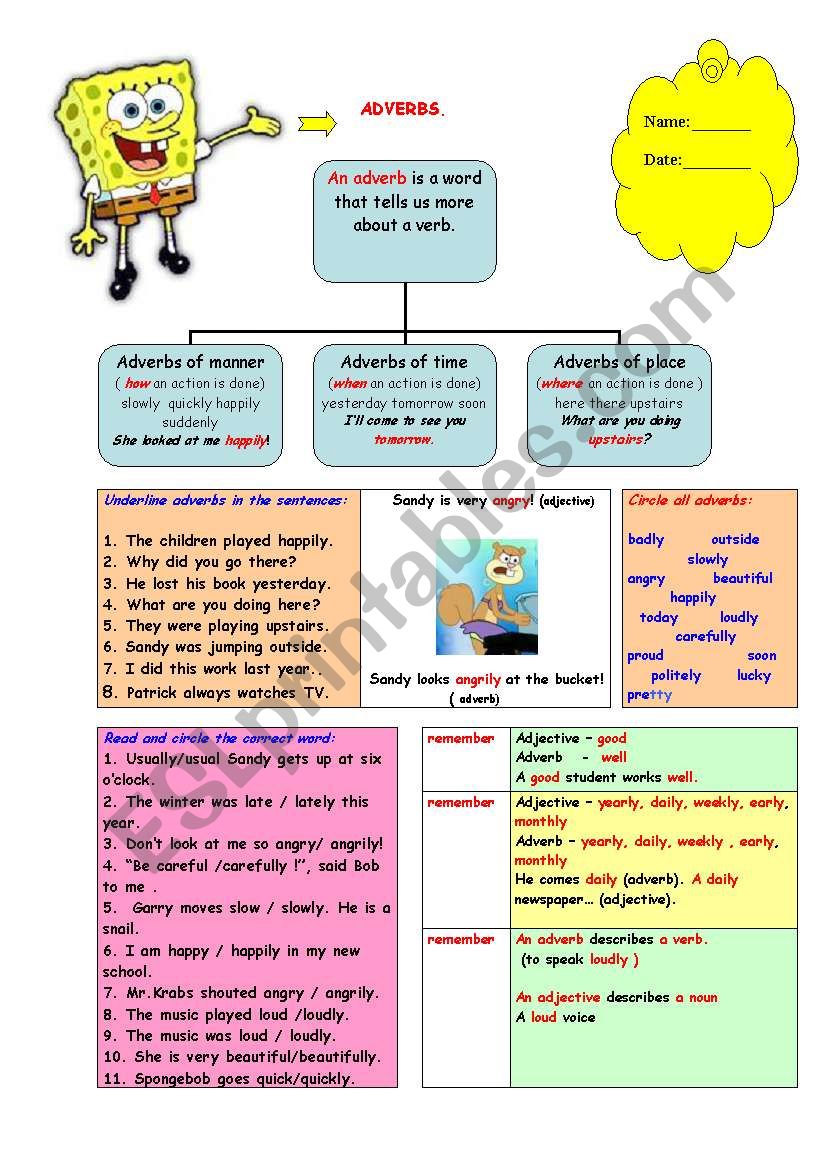 Adverbs. worksheet