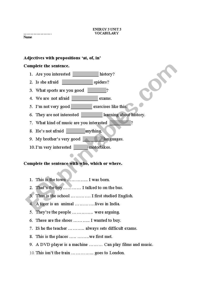 Grammar worksheet