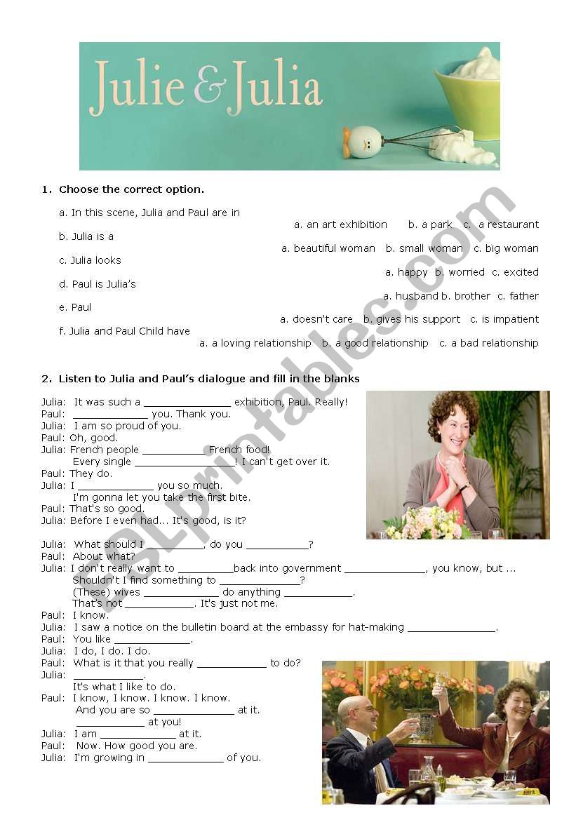 Julie & Julia  worksheet