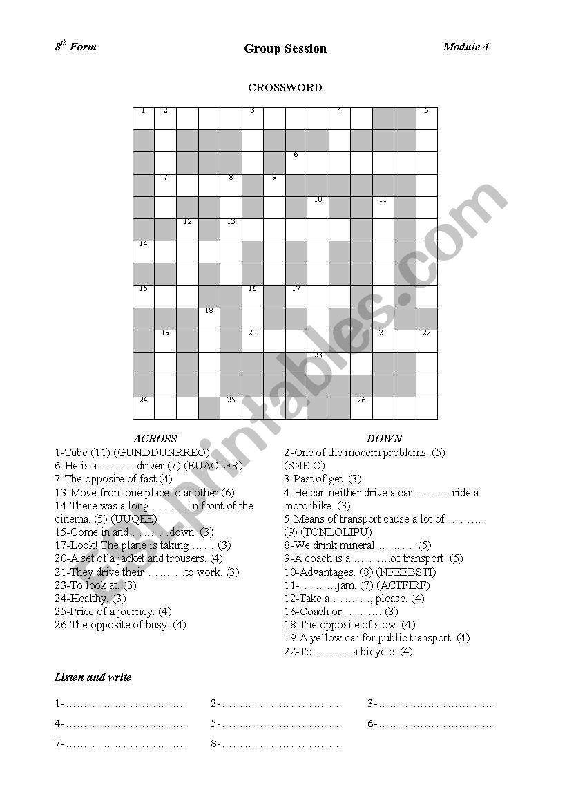 transport worksheet