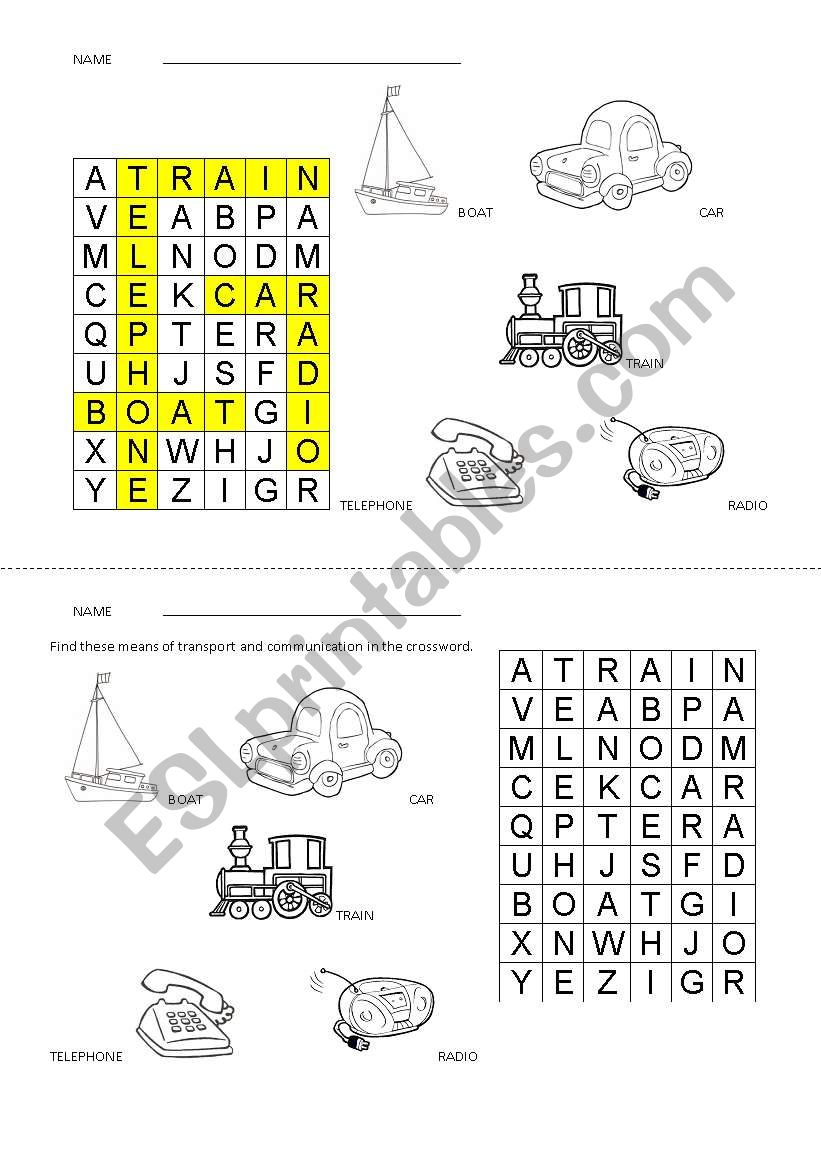 Means of transport and communication crossword