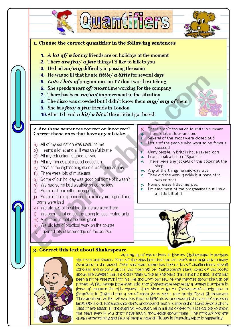 QUANTIFIERS worksheet