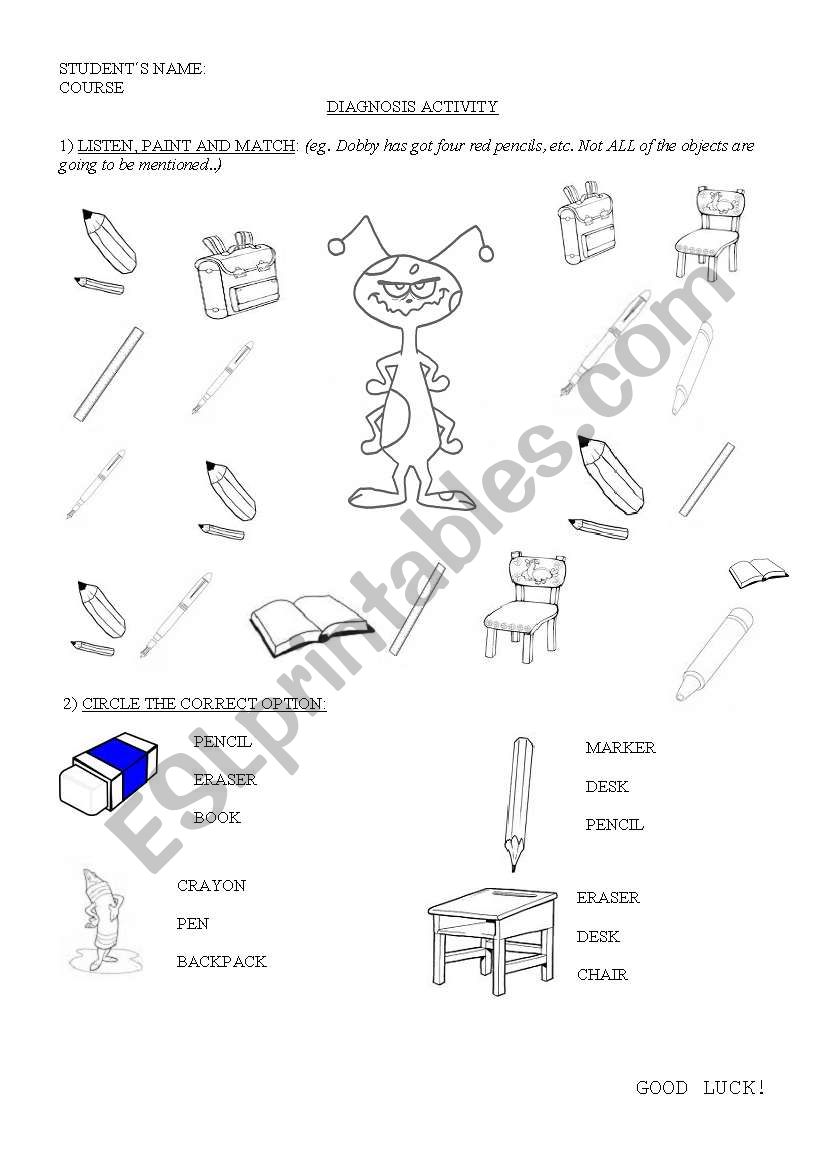 Revision of colours, school objects and numbers