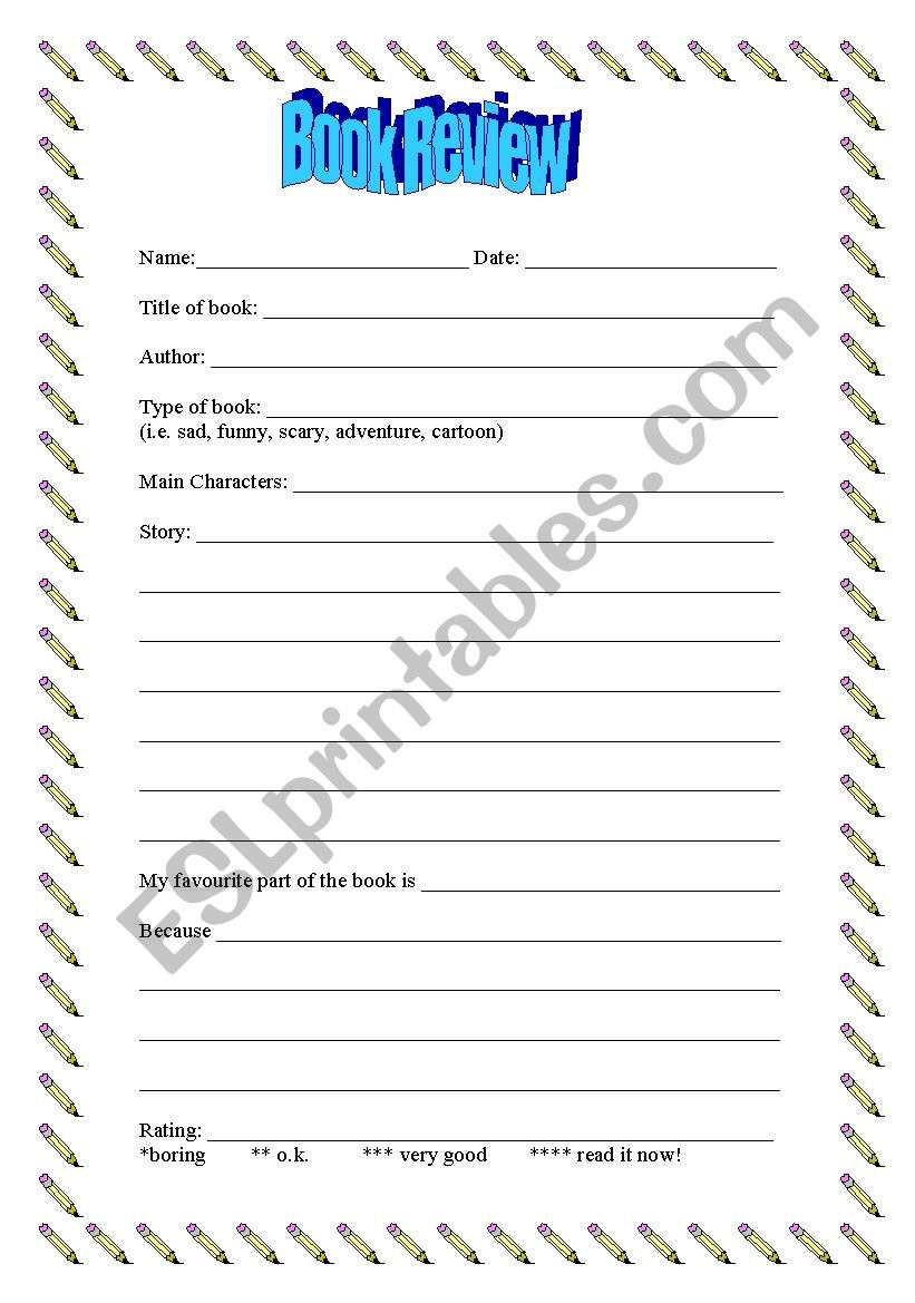 Book Review worksheet