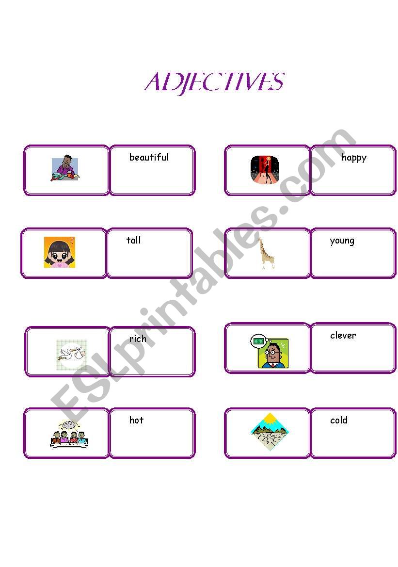 Adjective dominoes 1/2 worksheet