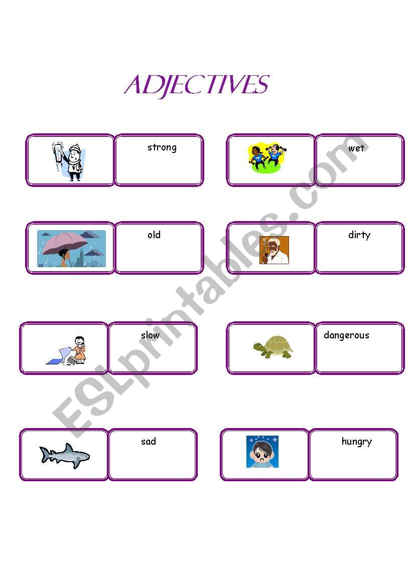 Adjective dominoes 2/2 worksheet