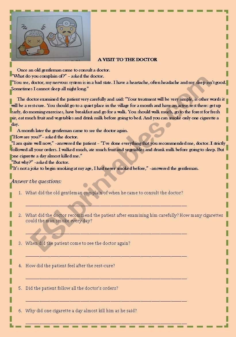 A Visit To the Doctor worksheet