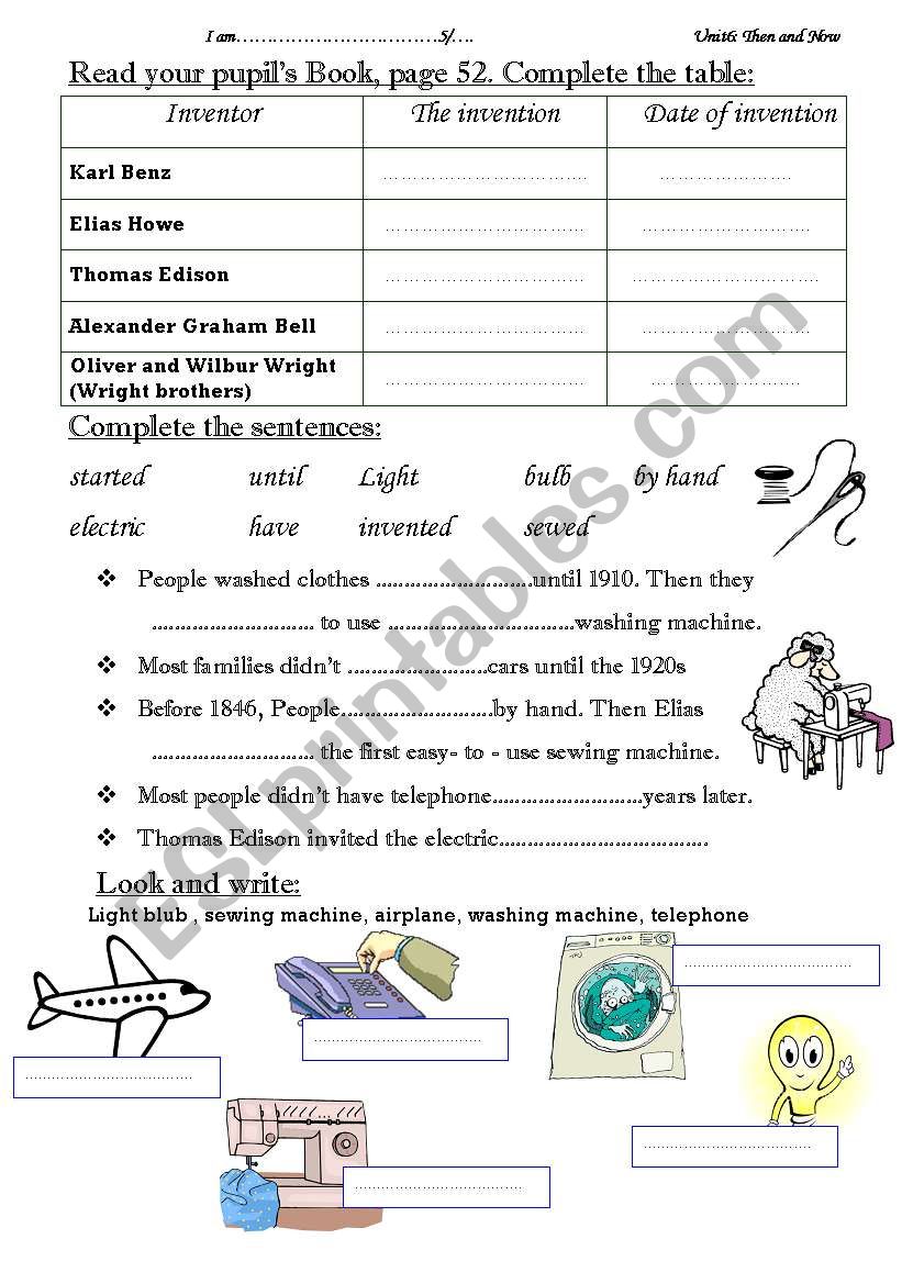 Date of invention worksheet