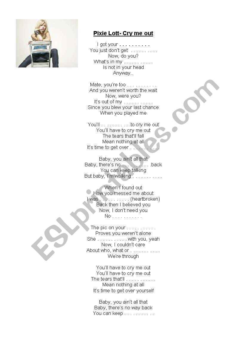 Pixie Lott-Cry me out lyrics exercise