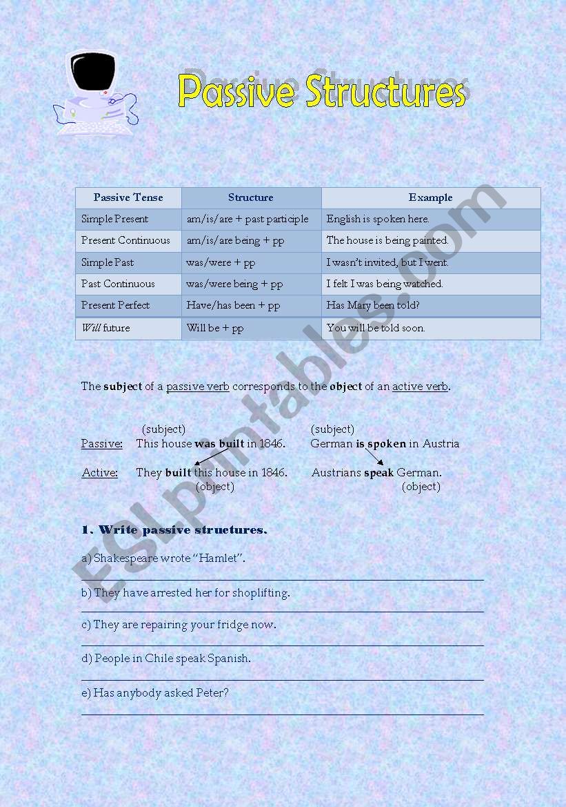 Passive Voice - revision worksheet