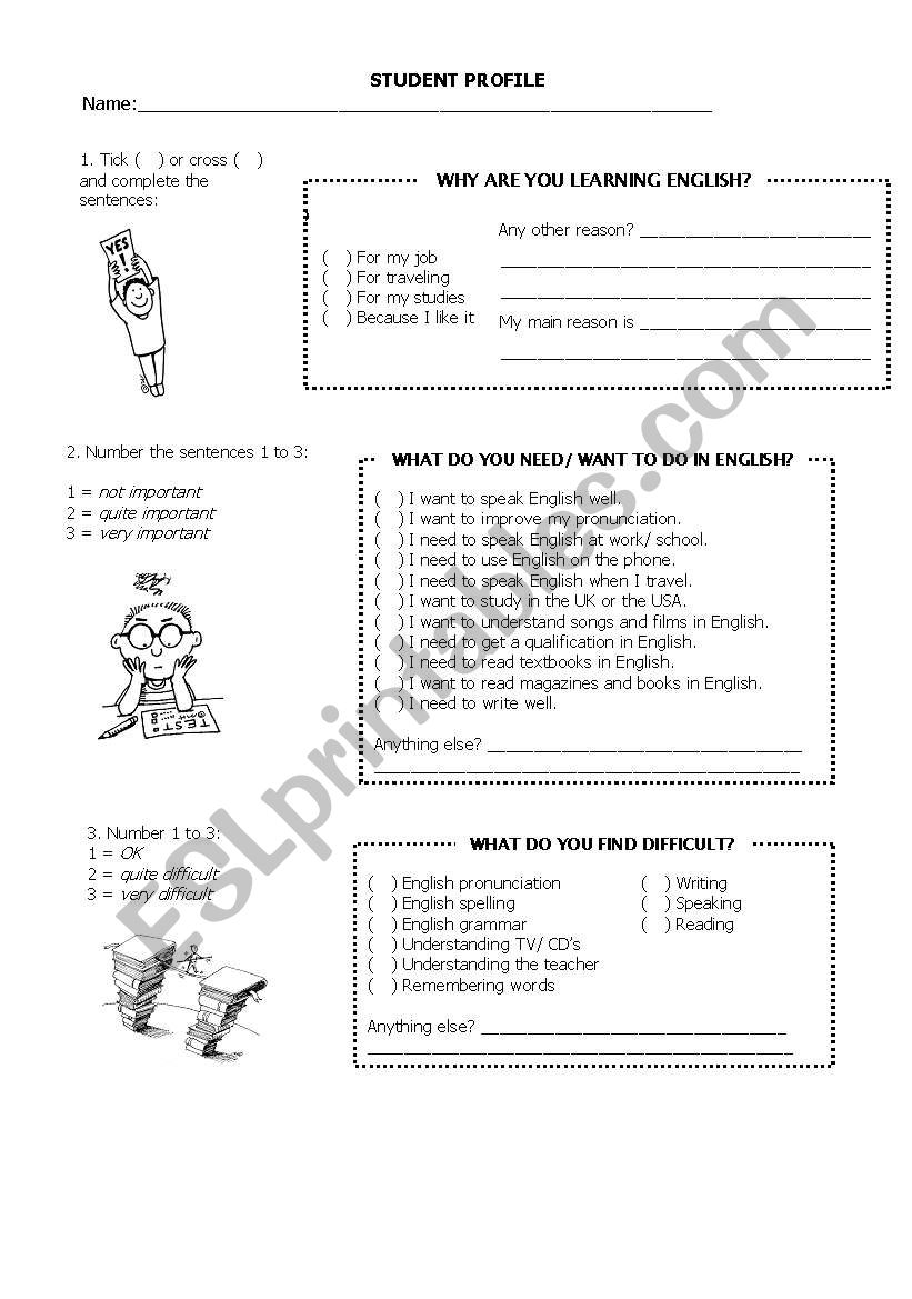 Students profile worksheet