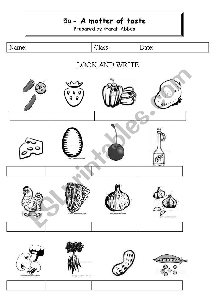 some food worksheet