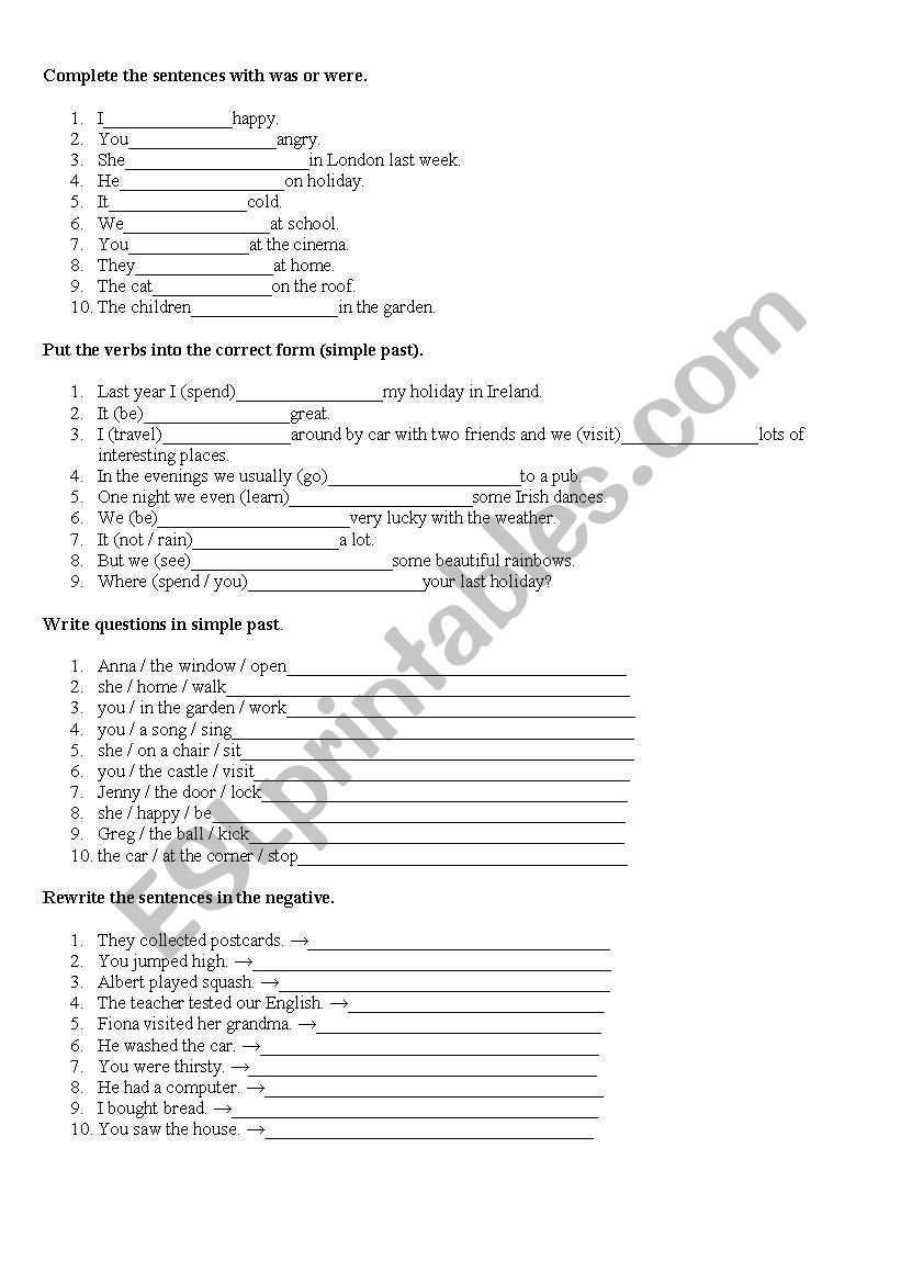 Simple past exercise worksheet