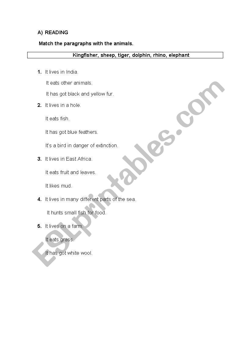 animals and earth worksheet