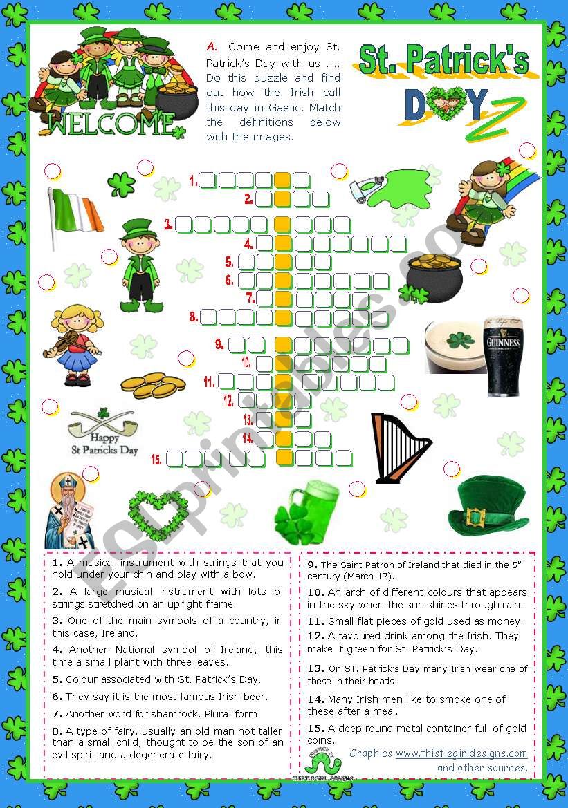 St. PatrickÂ´s Day Set   (4)  - Crossword Puzzle