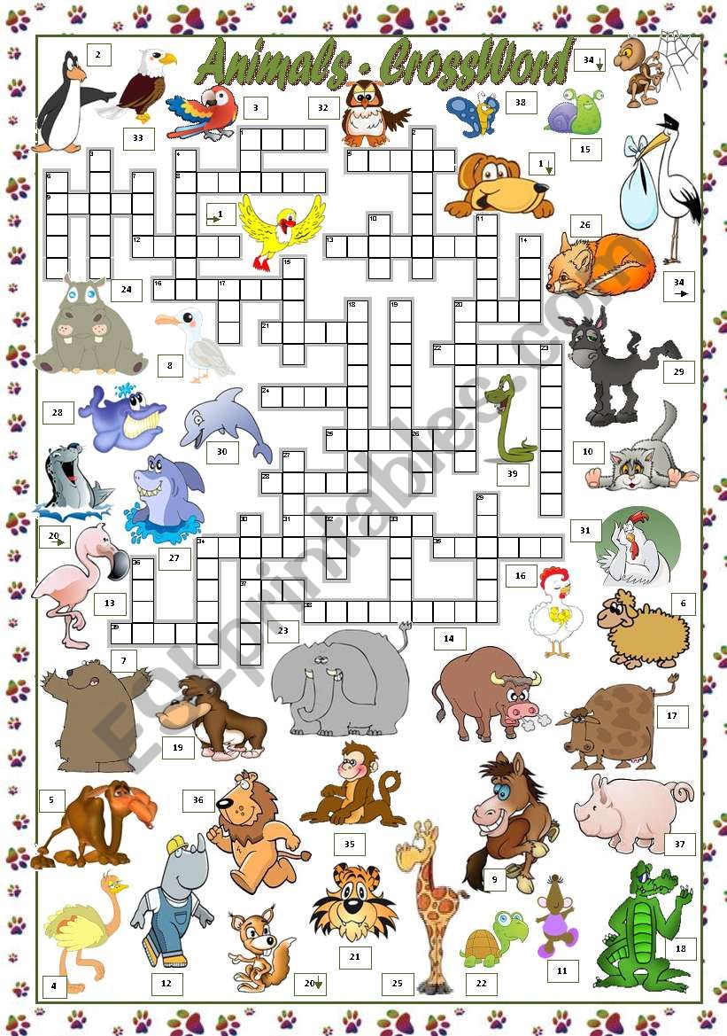 ANIMALS - CROSSWORD worksheet