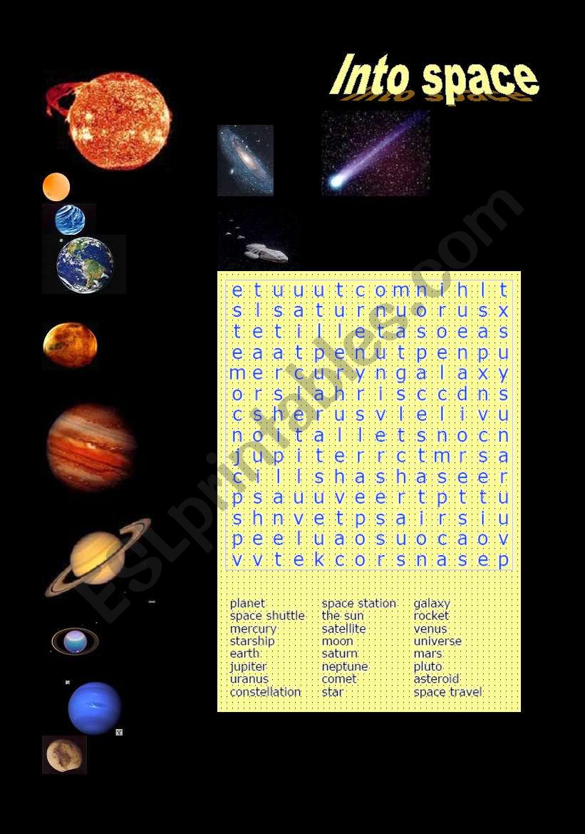 into space worksheet