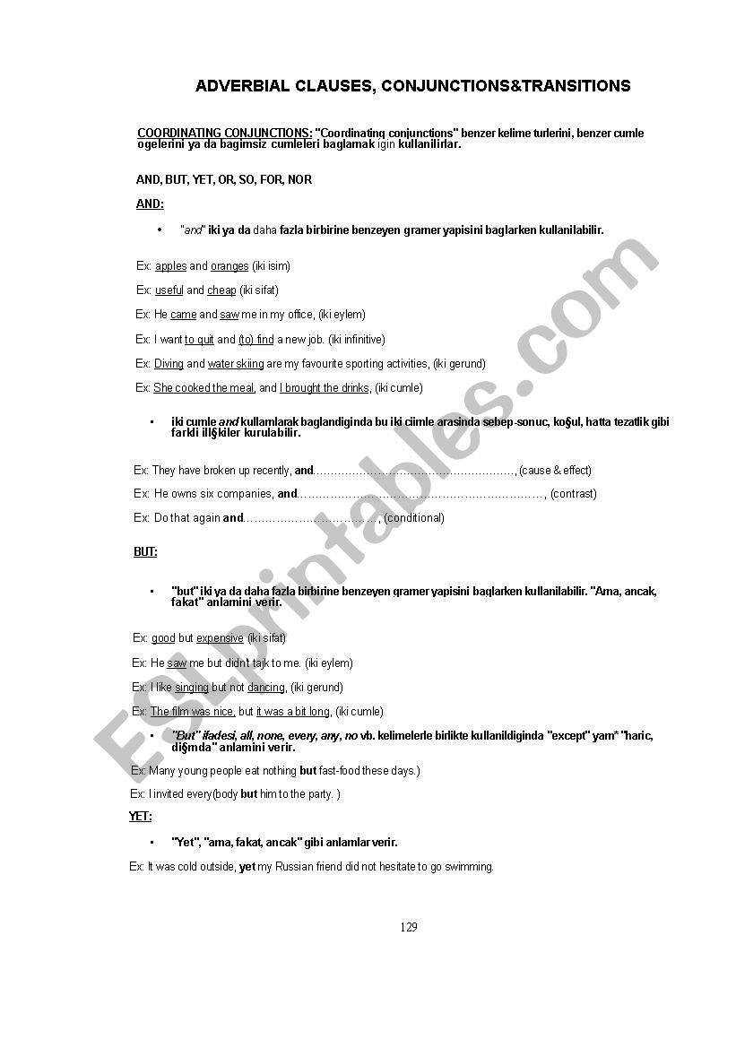 Conjunction worksheet