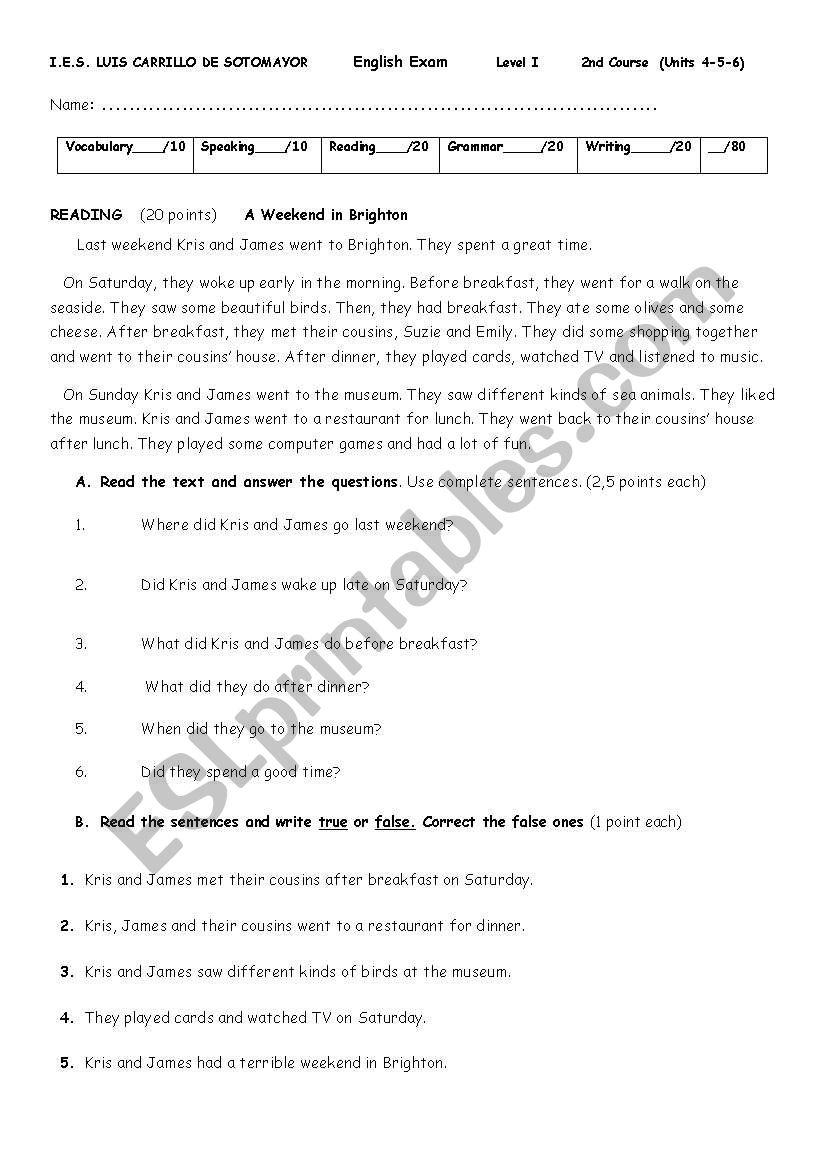 Final exam -Second Term -2Âº eso