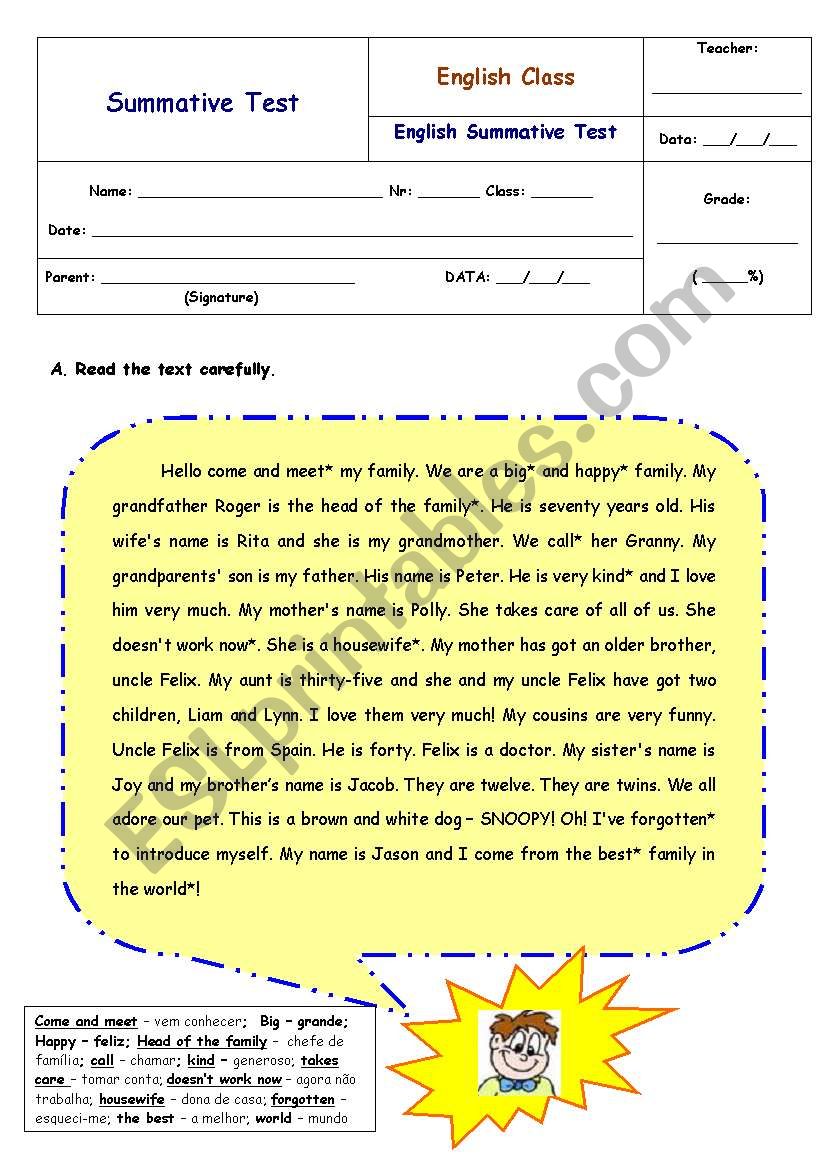 Family worksheet