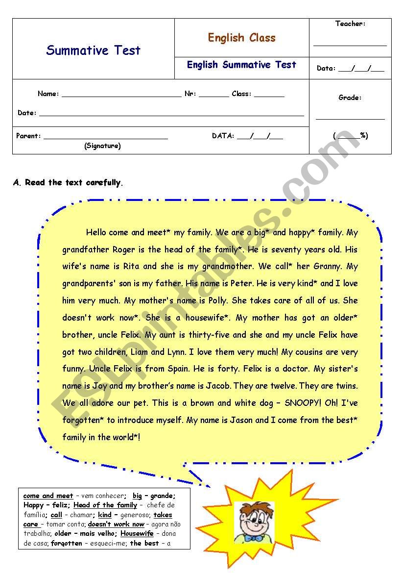 Family-easier worksheet