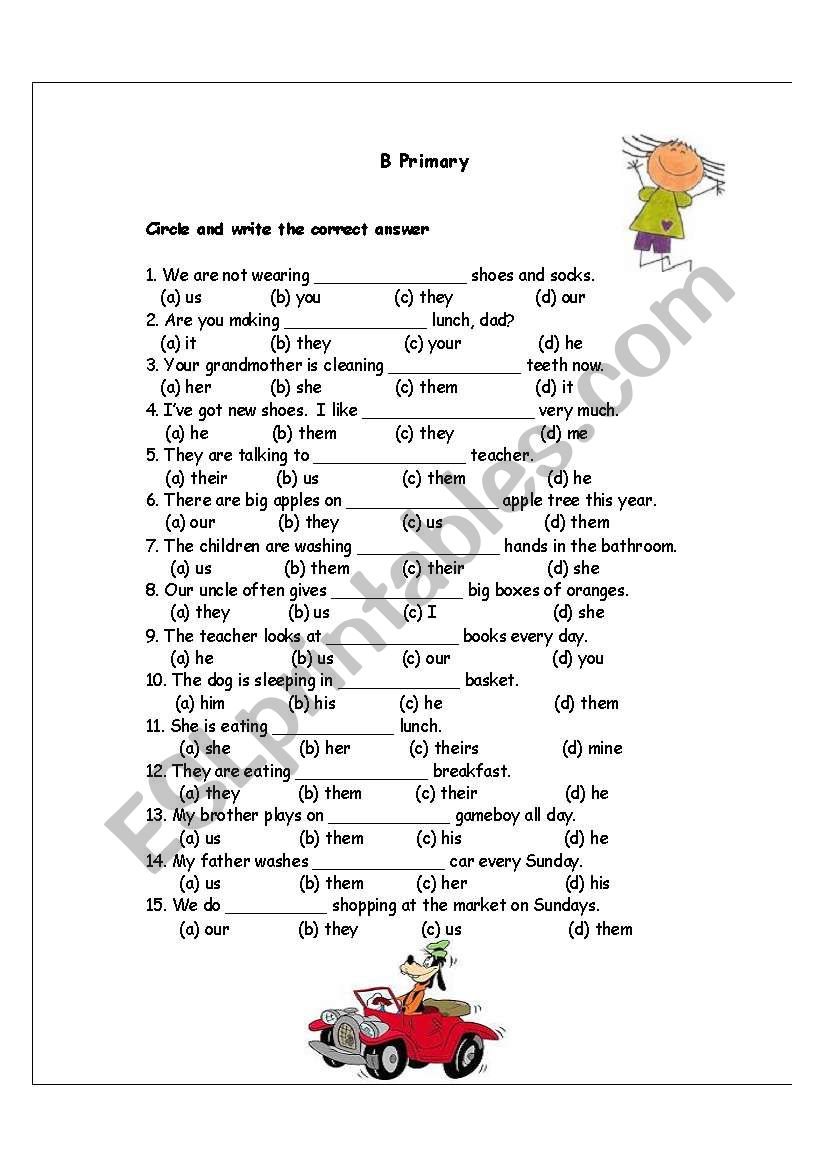 possessive and personal pronouns