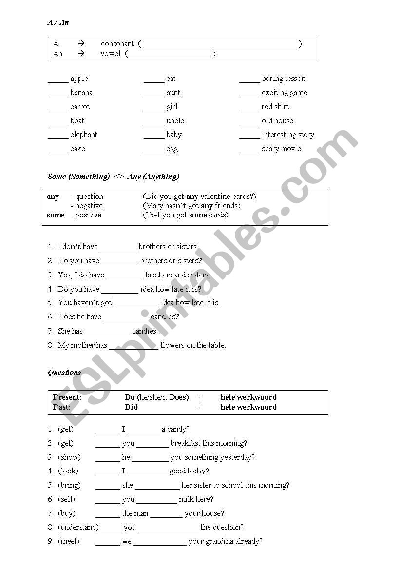 basic English practice worksheet
