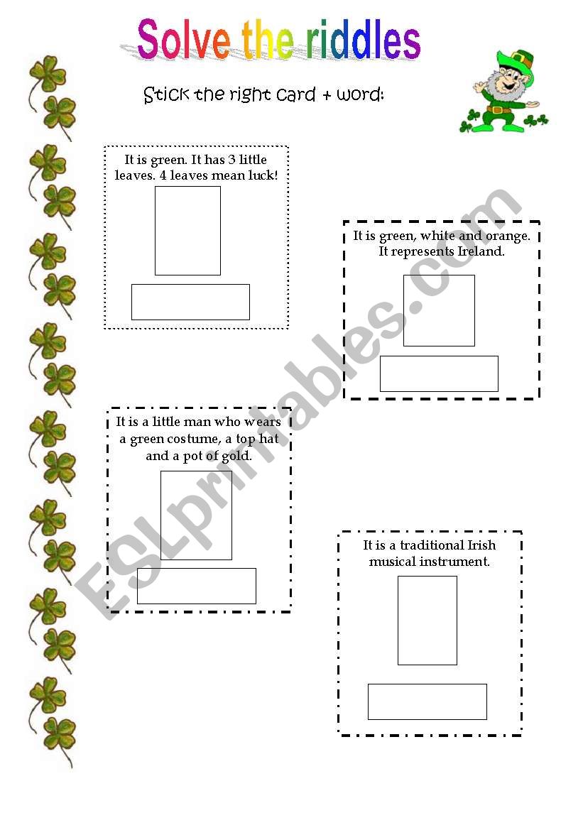 St. Patricks Day riddles worksheet