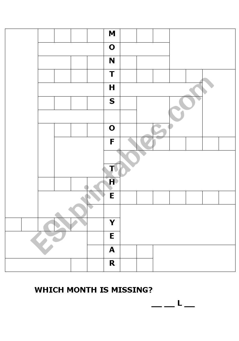 MONTHS OF THE YEAR worksheet