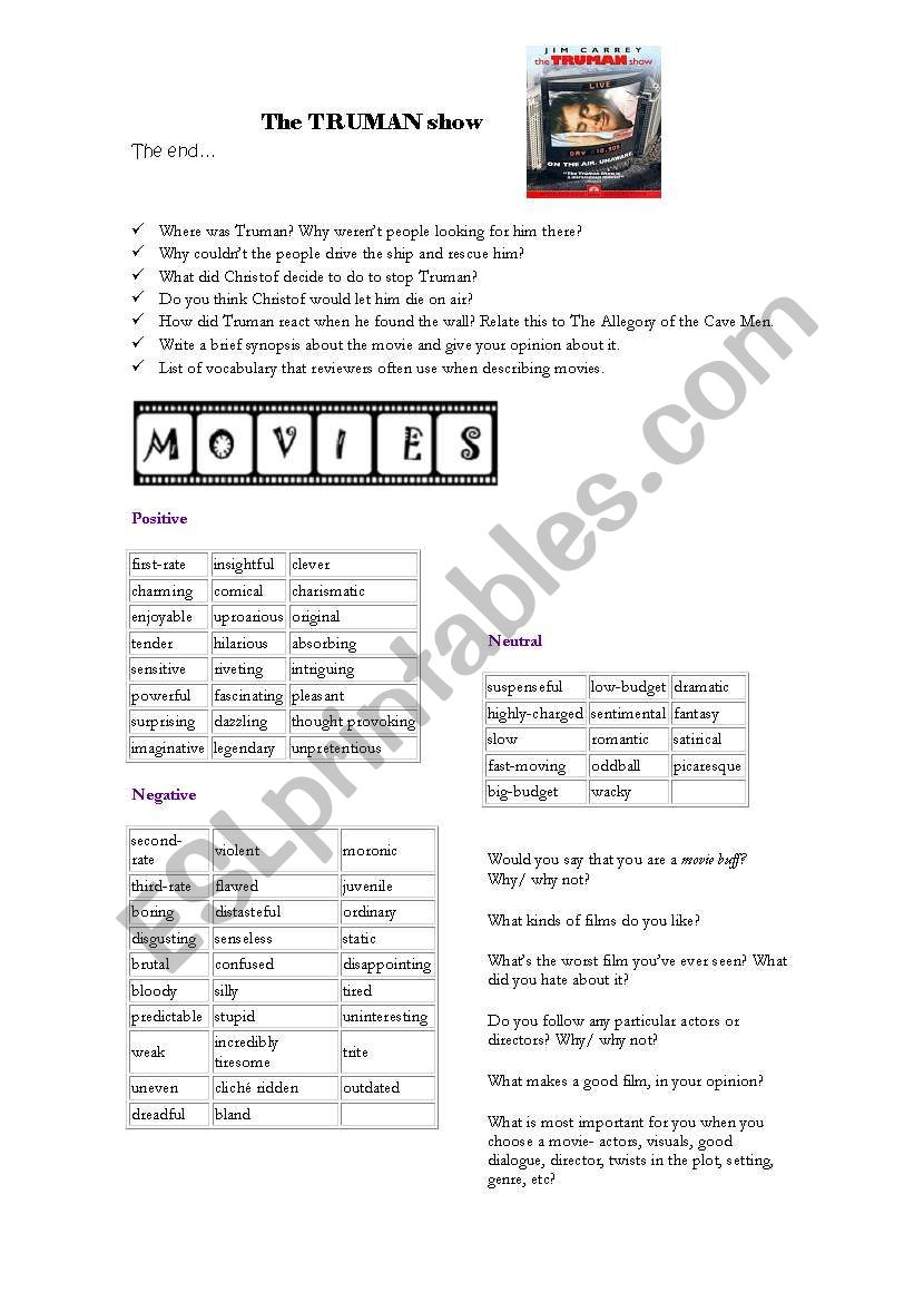 Truman, the end worksheet