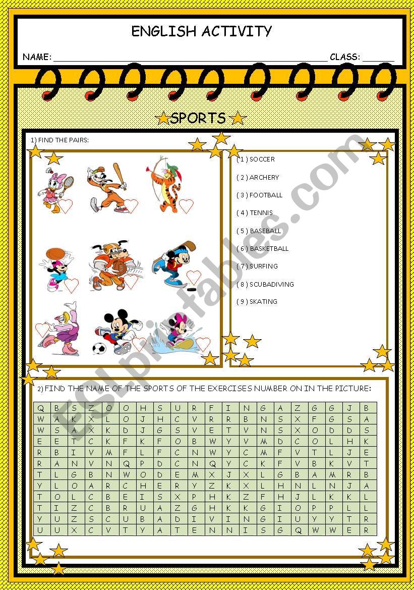 SPORTS worksheet