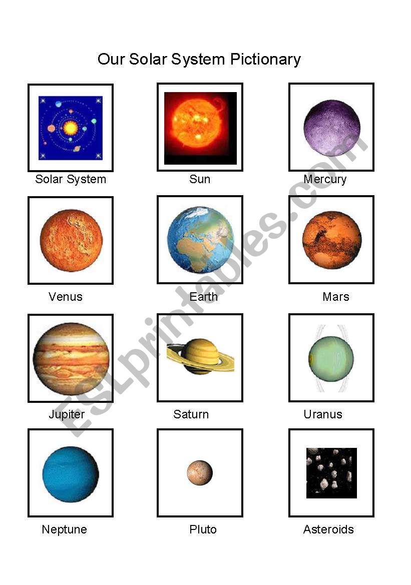 Solar System Pictionary worksheet