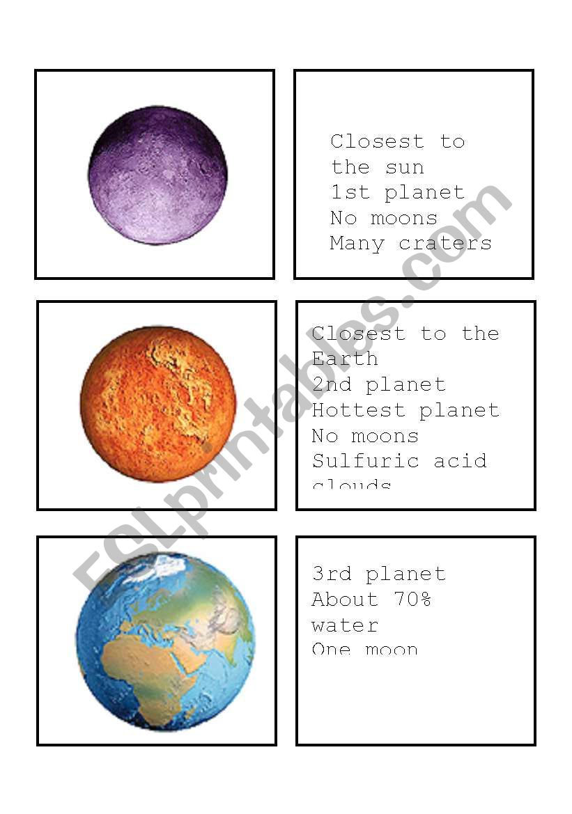 The Planets worksheet