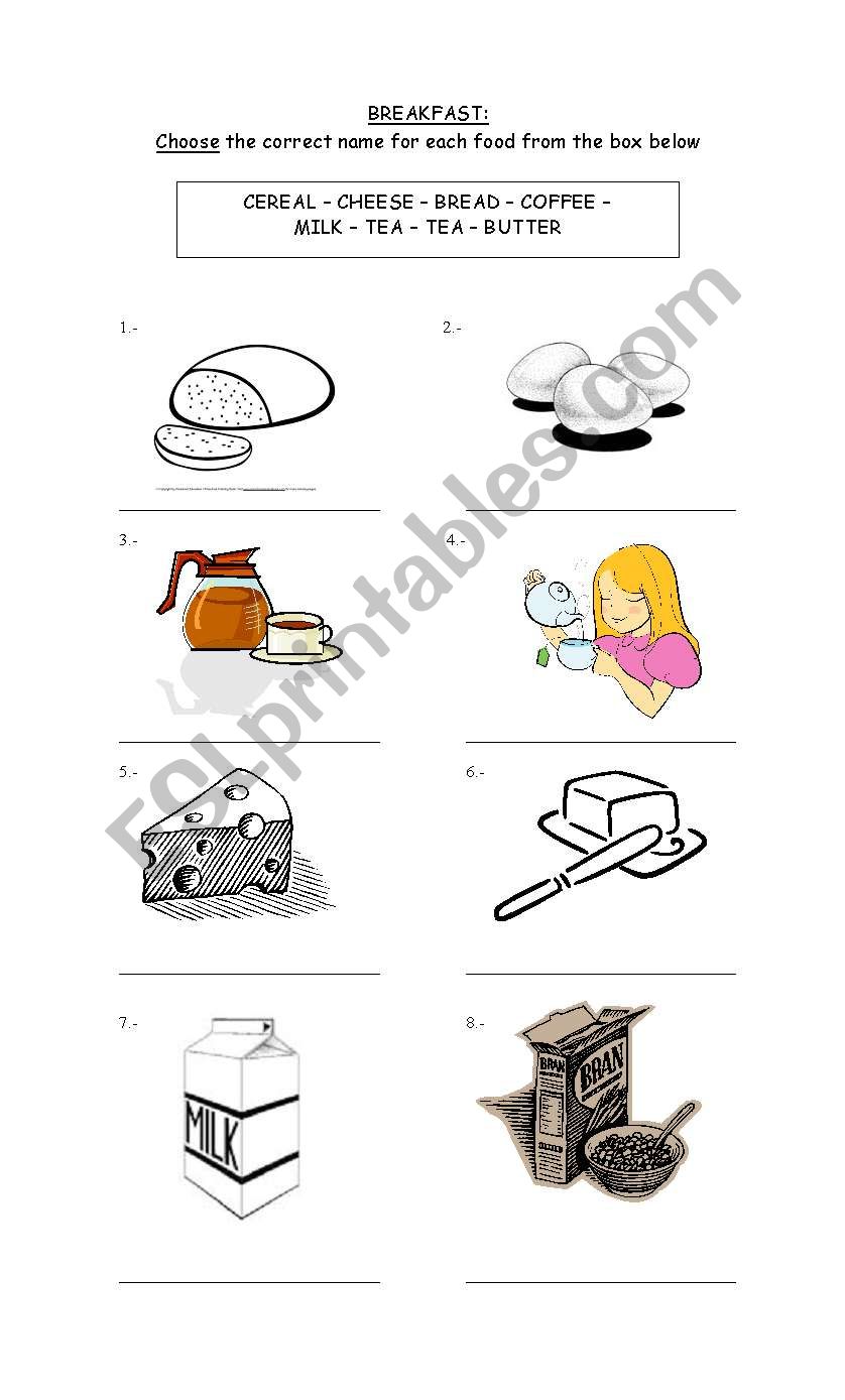 BREAKFAST worksheet