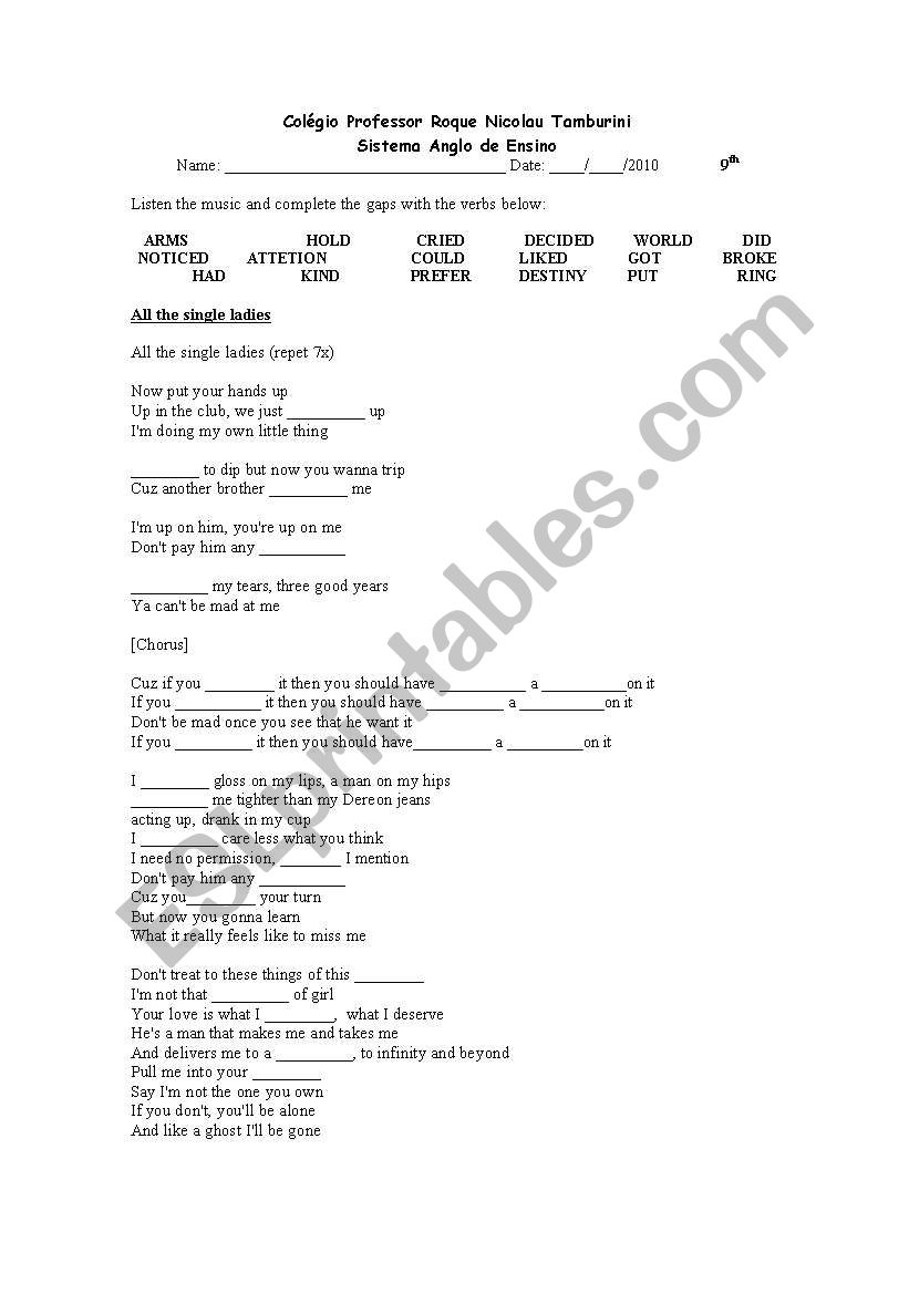 Music - Simple Past worksheet