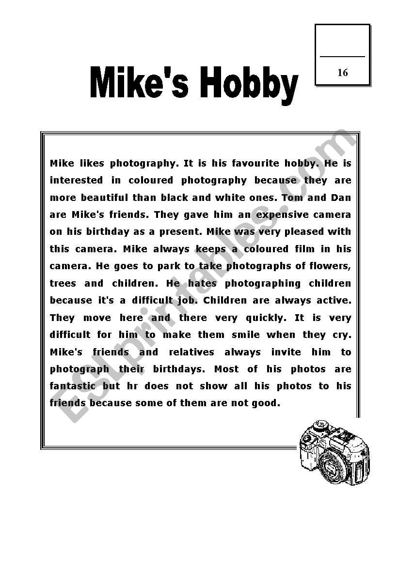 MikeÂ´s Hobby worksheet
